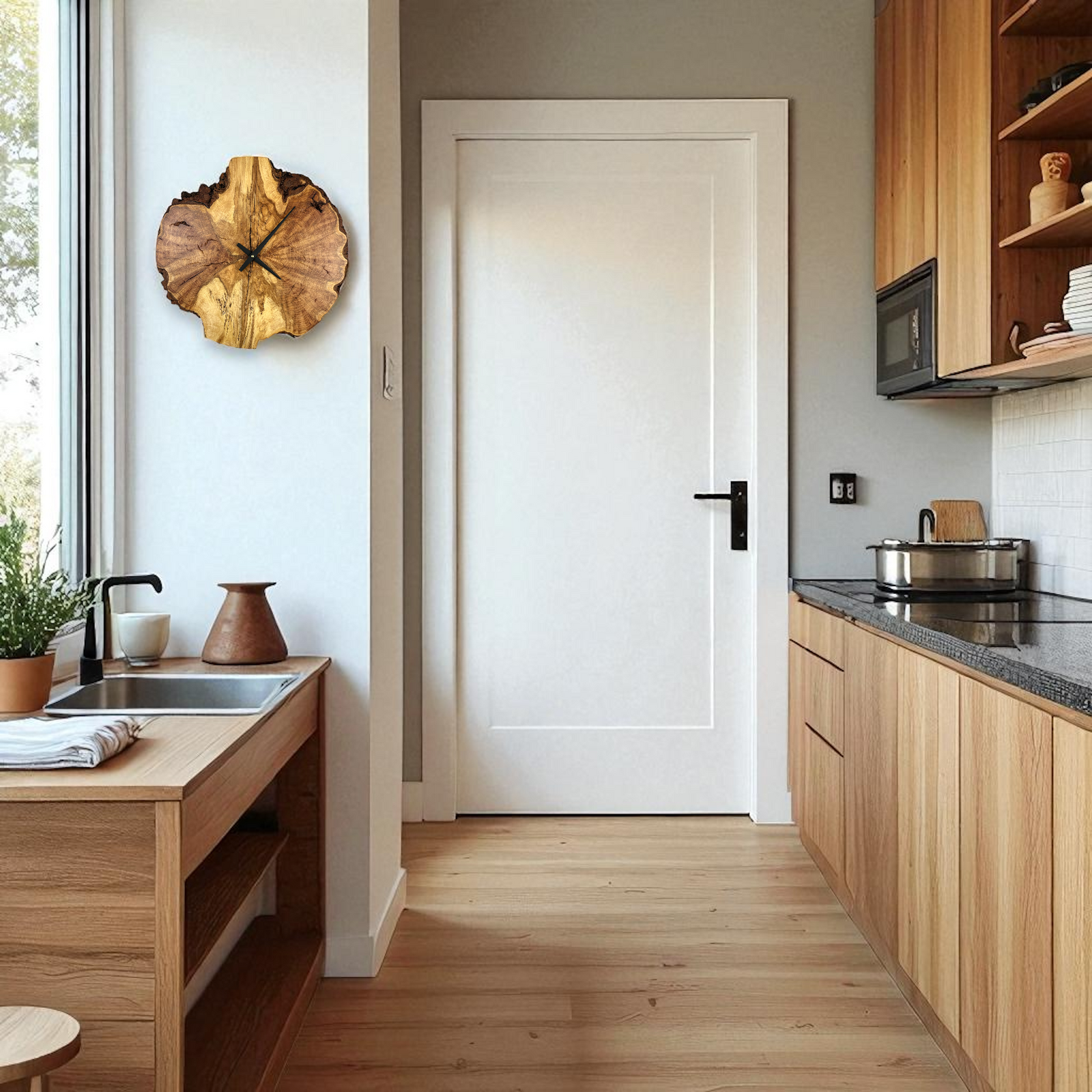 Hard Maple Burl Wall Clock – 18" Diameter - No. 1802