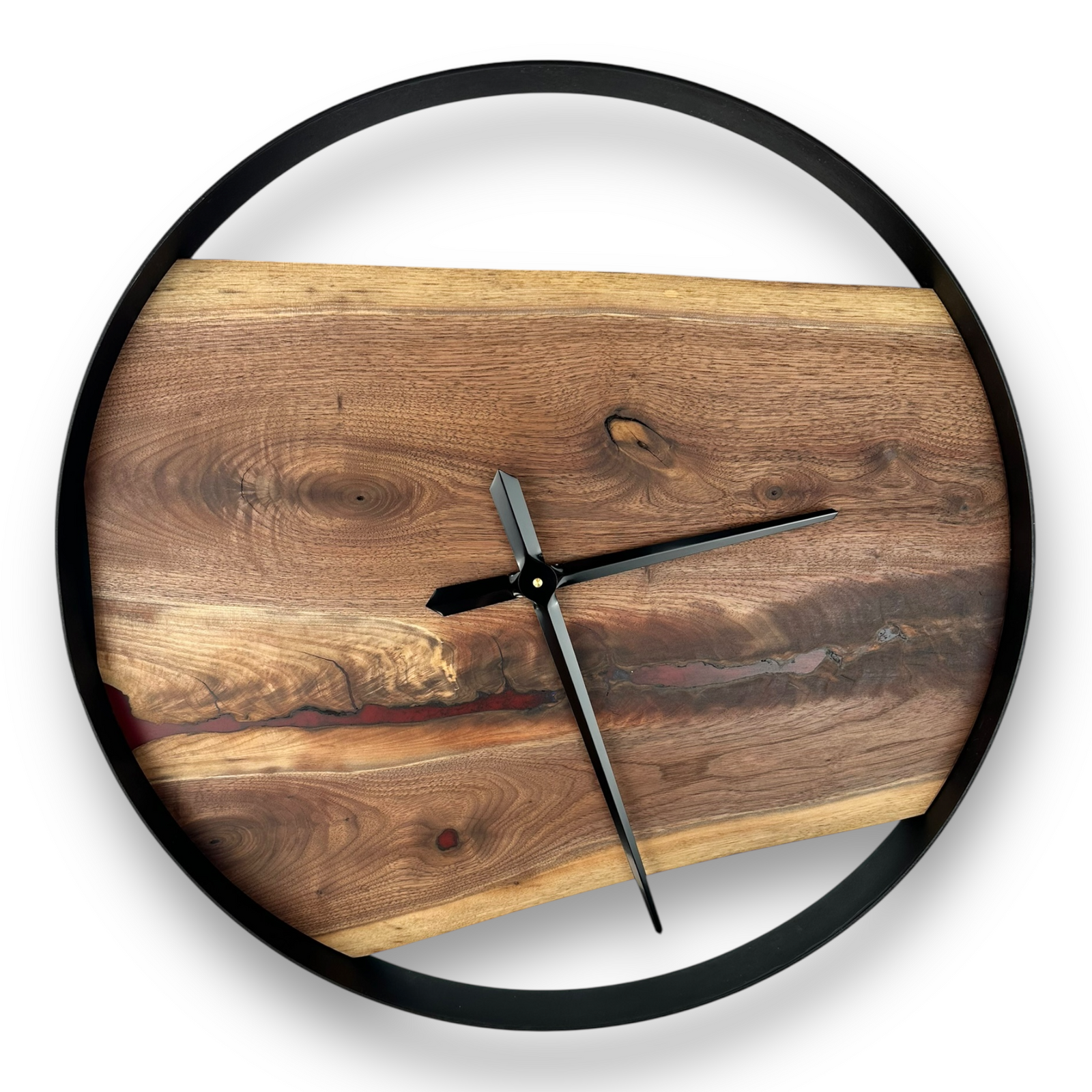 Black Walnut with Epoxy Inlay Wooden Wall Clock – 24" Diameter No. 2404