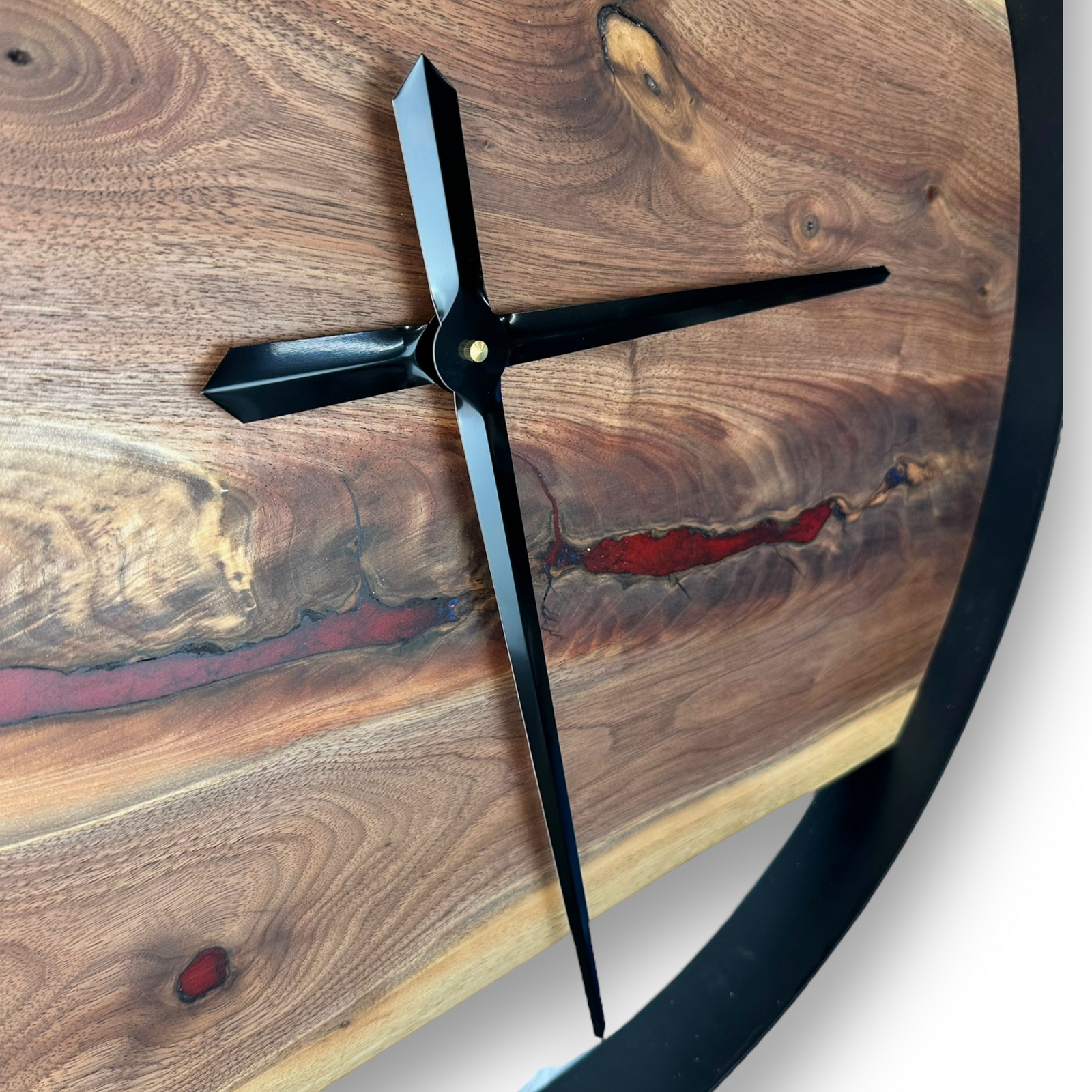 Black Walnut with Epoxy Inlay Wooden Wall Clock – 24" Diameter No. 2404