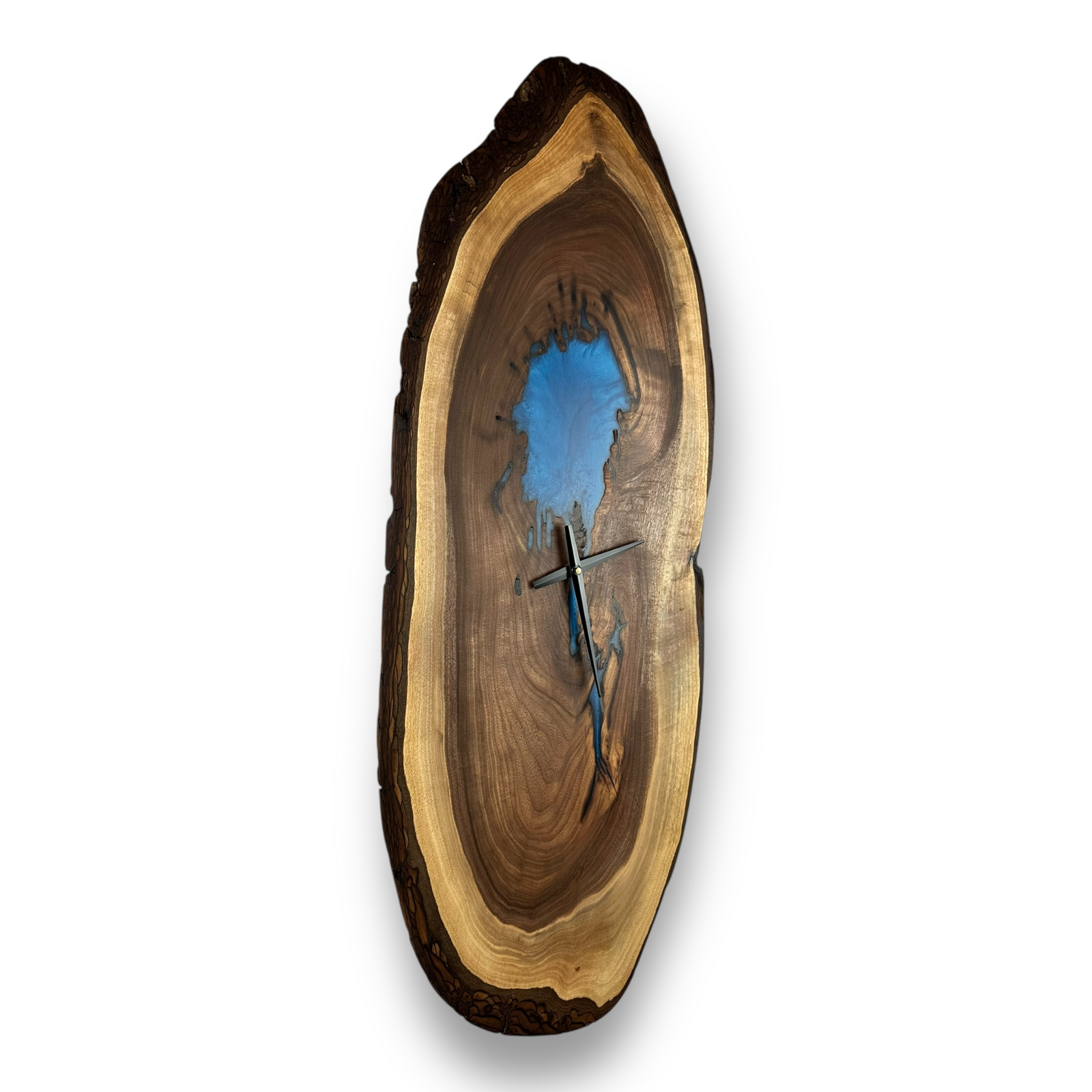 Black Walnut with Epoxy Inlay Handmade Wooden Wall Clock – 38" x 12" No.C3801