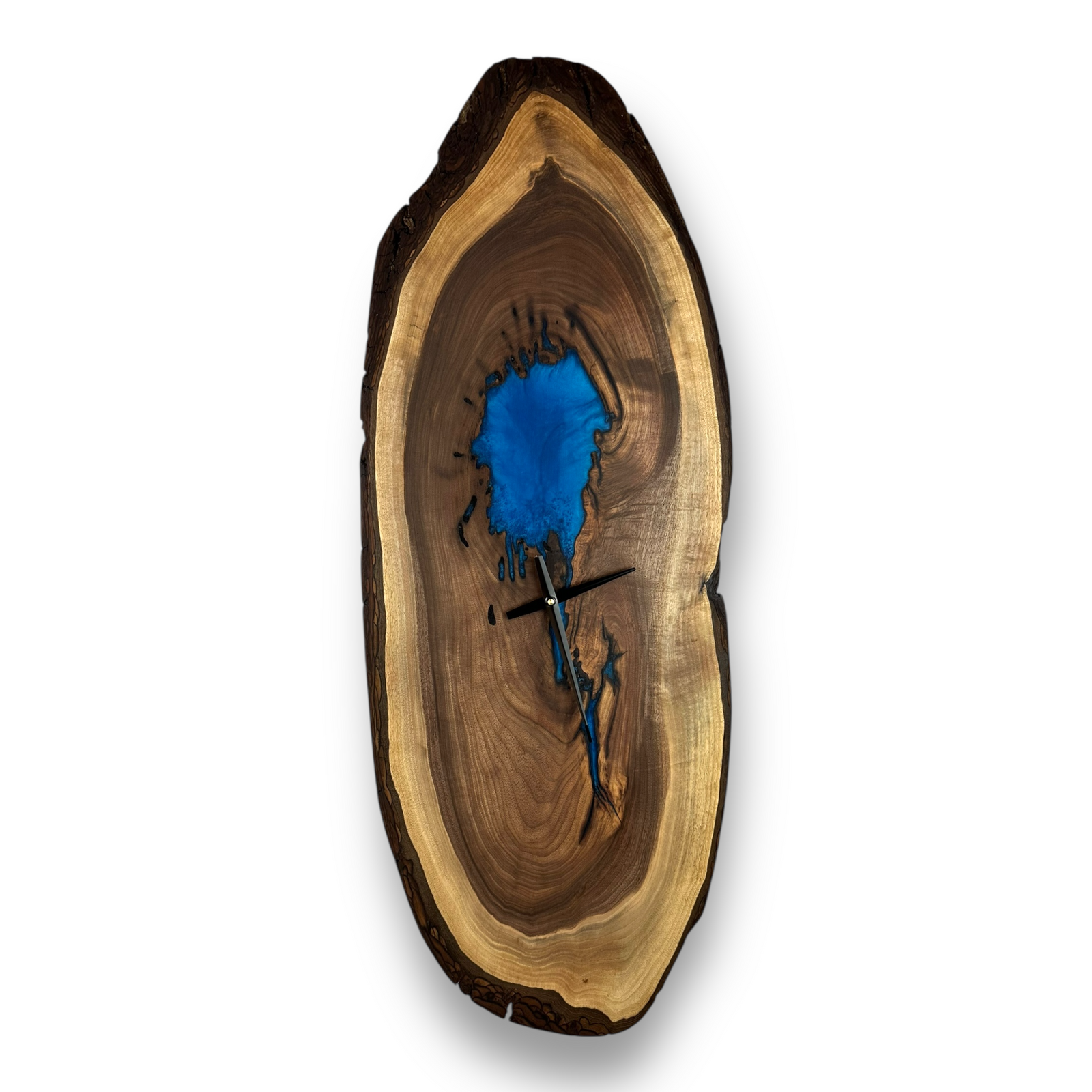 Black Walnut with Epoxy Inlay Handmade Wooden Wall Clock – 38" x 12" No.C3801