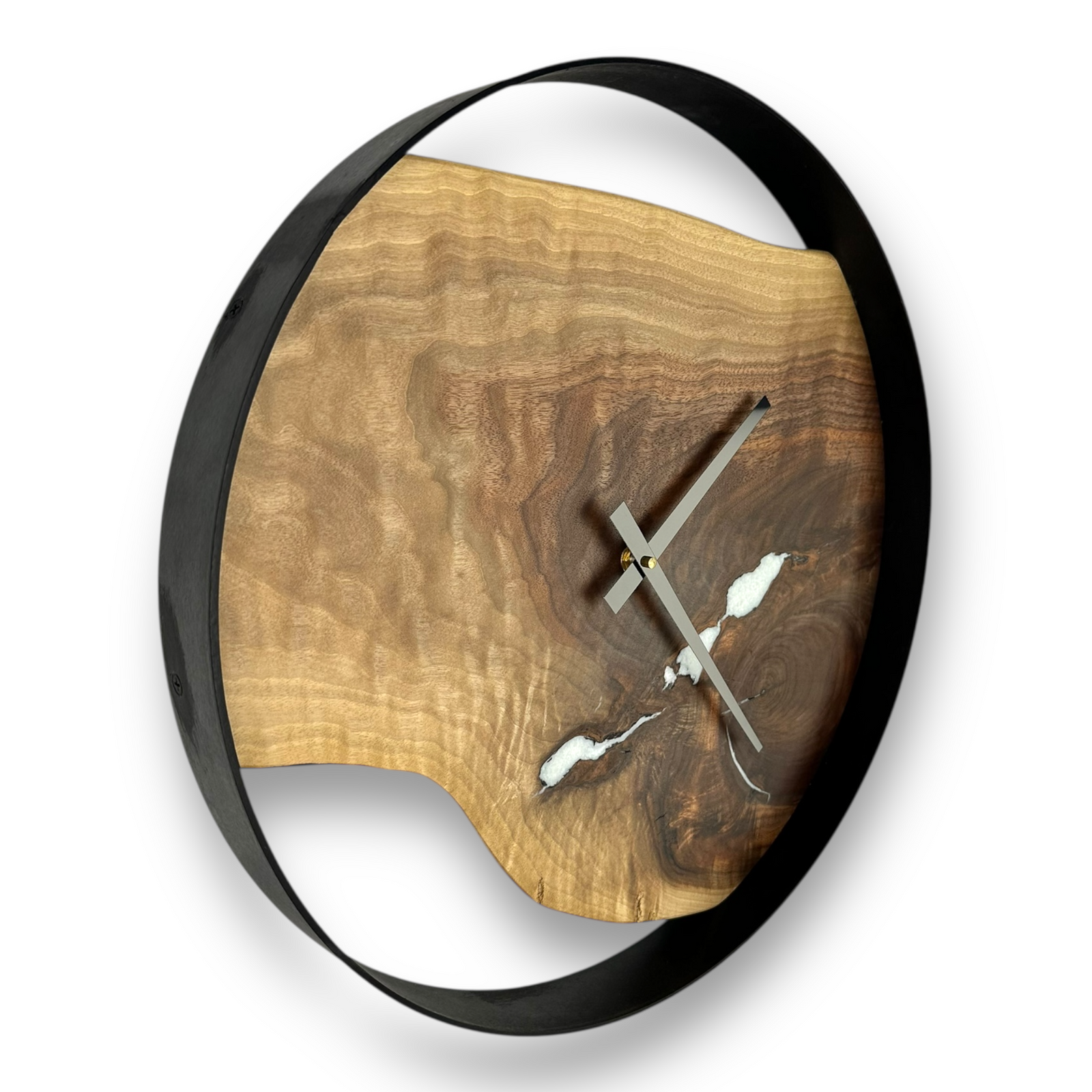 Black Walnut w/ Epoxy inlay Wall Clock – 18" Diameter No. 1808