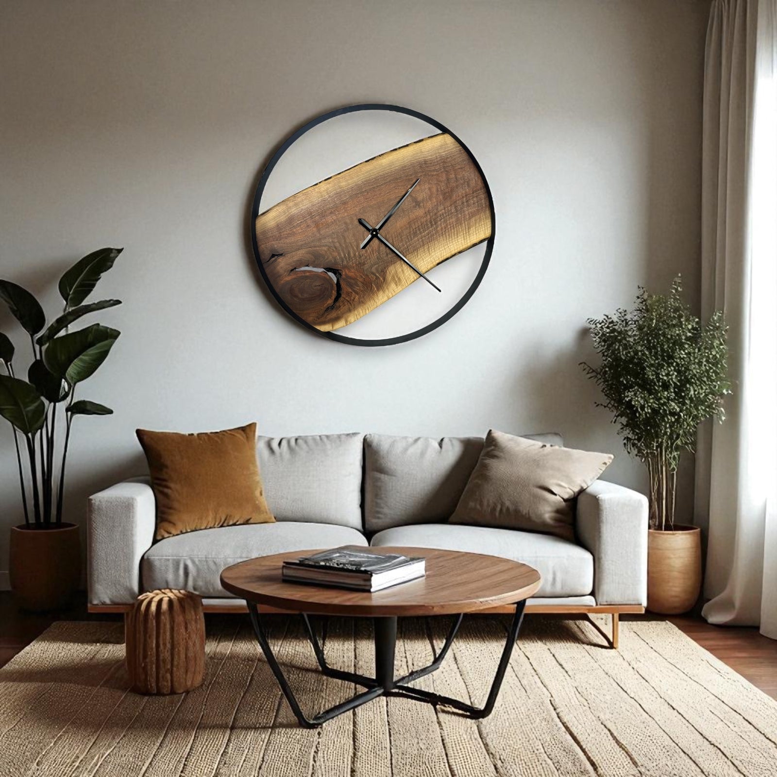 Black Walnut Handmade Wall Clock – 32" Diameter No.3201