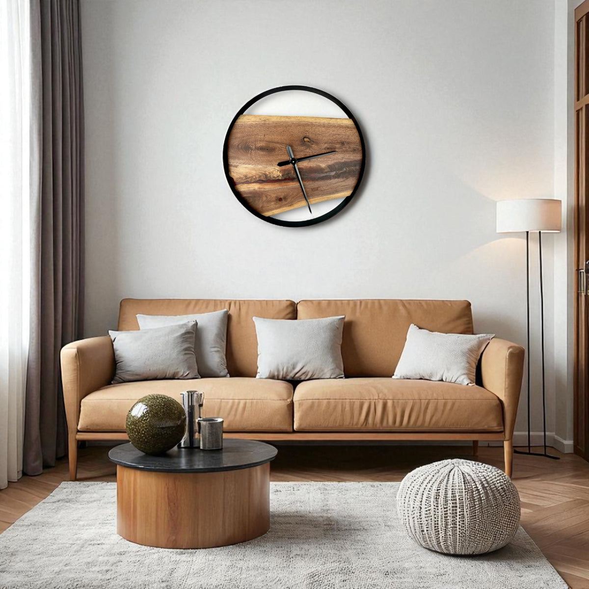 Black Walnut with Epoxy Inlay Wooden Wall Clock – 24" Diameter No. 2404