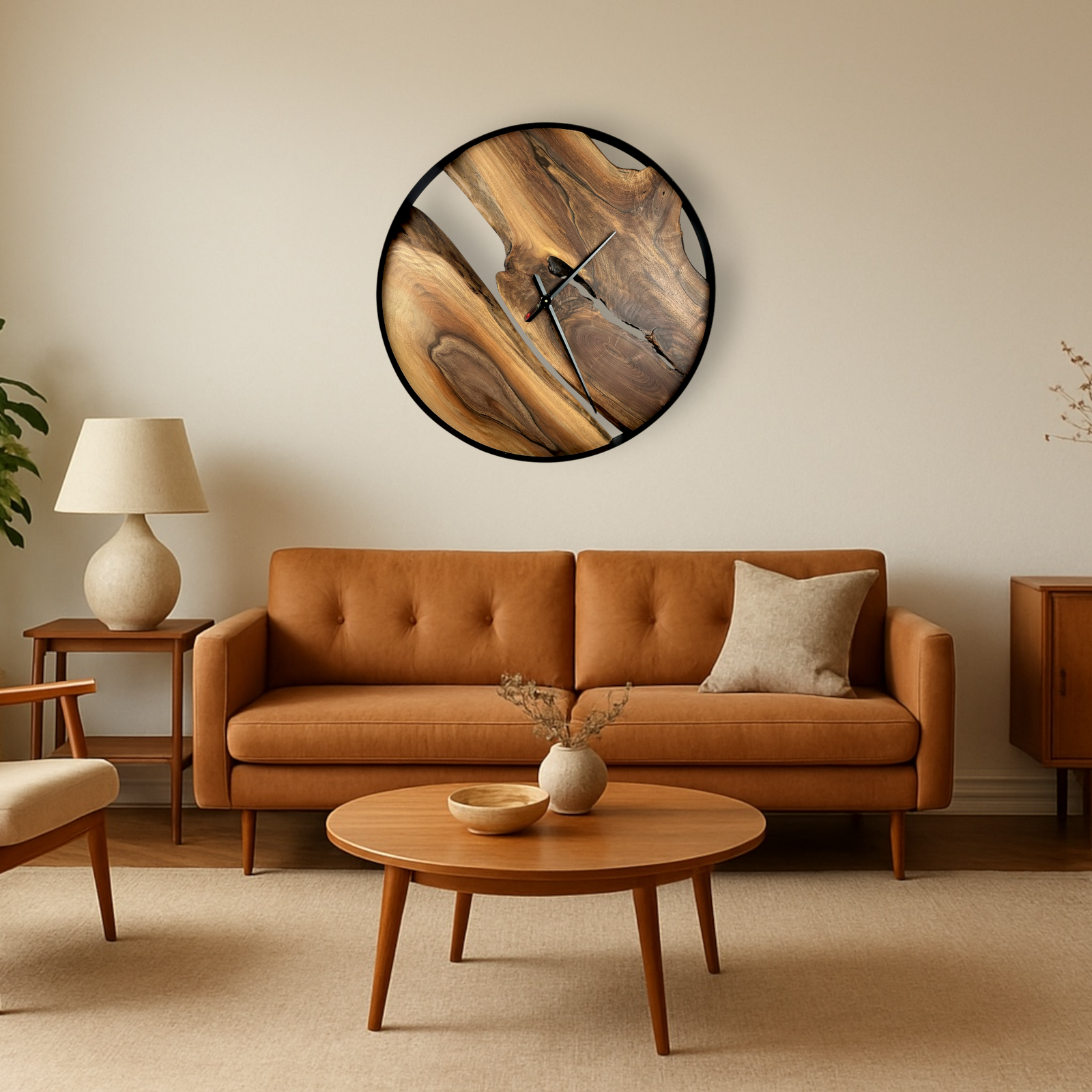 Black Walnut Handmade Wall Clock – 32" Diameter No.3211