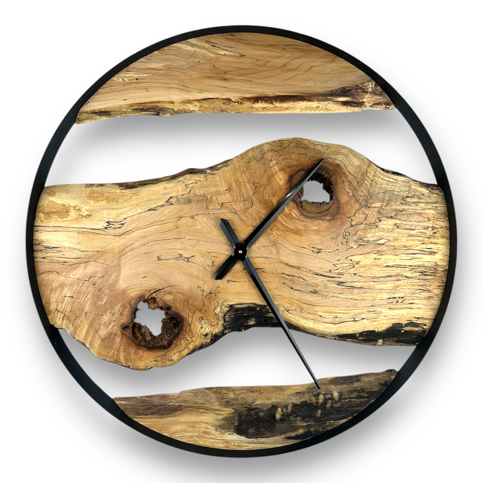 Spalted Maple Handmade Wall Clock – 32" Diameter No.3206