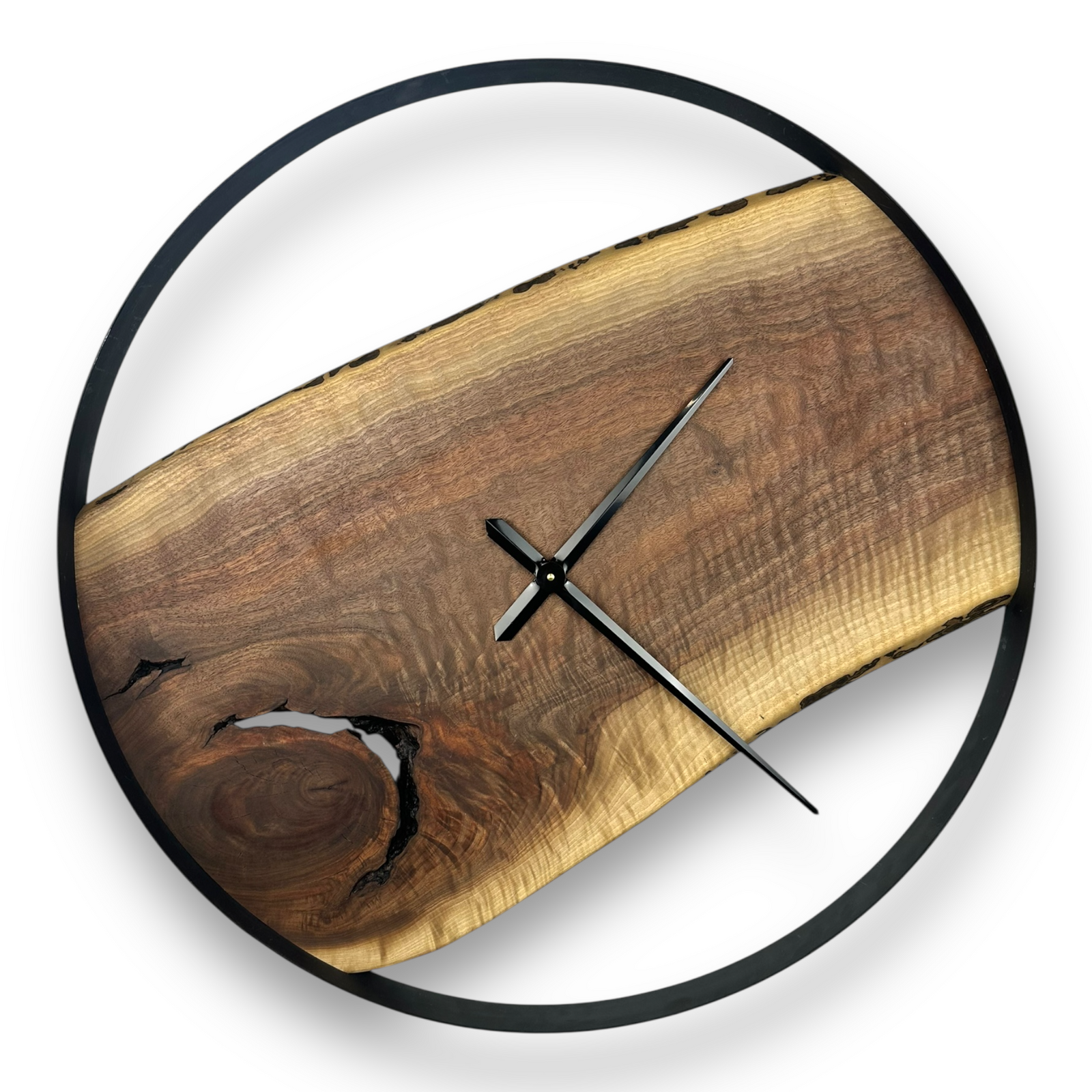 Black Walnut Handmade Wall Clock – 32" Diameter No.3201