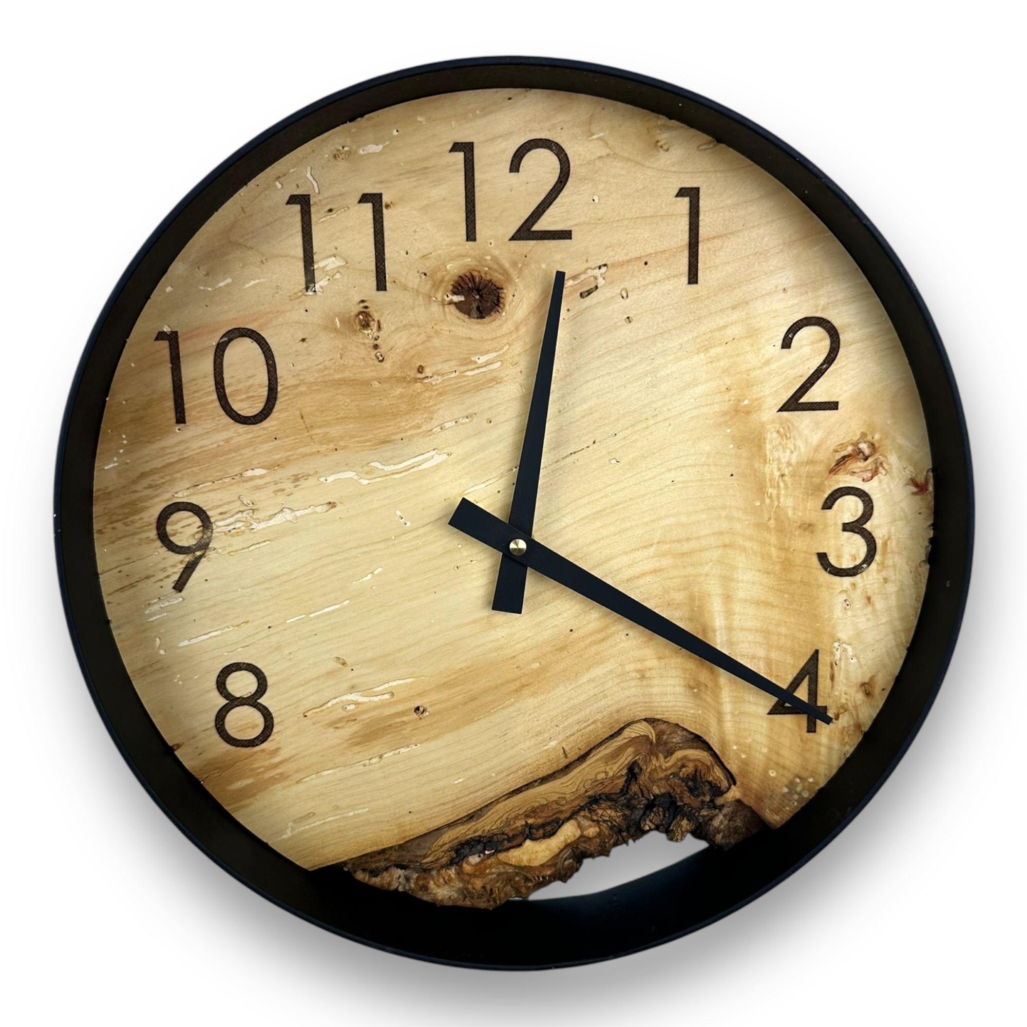 Box Elder Handmade Wall Clock – 12" Diameter  No.1201