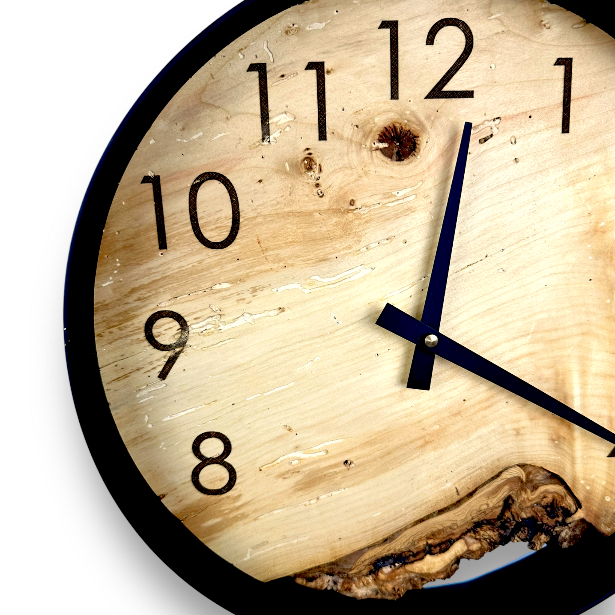 Box Elder Handmade Wall Clock – 12" Diameter  No.1201