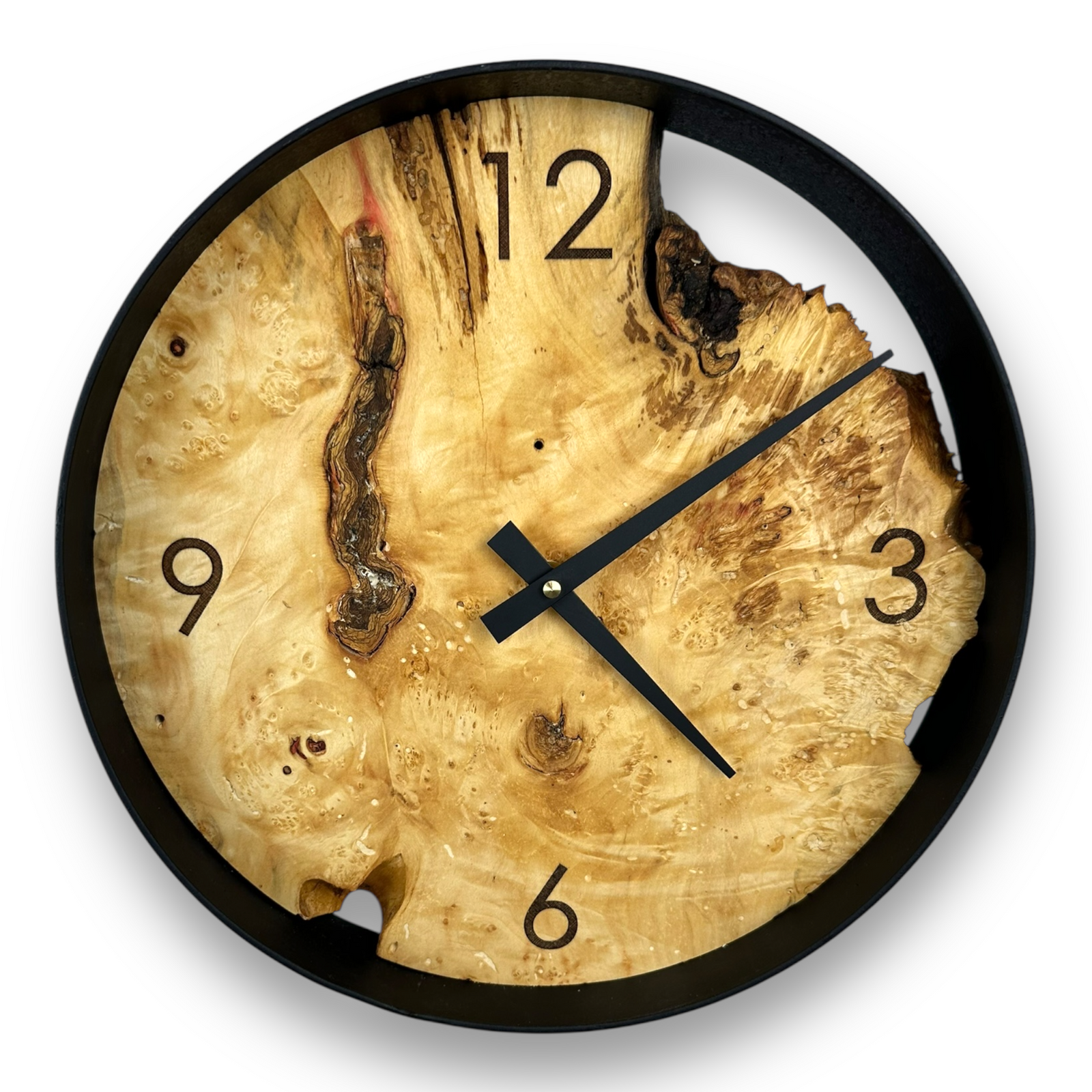 Box Elder Handmade Wall Clock – 12" Diameter  No. 1202