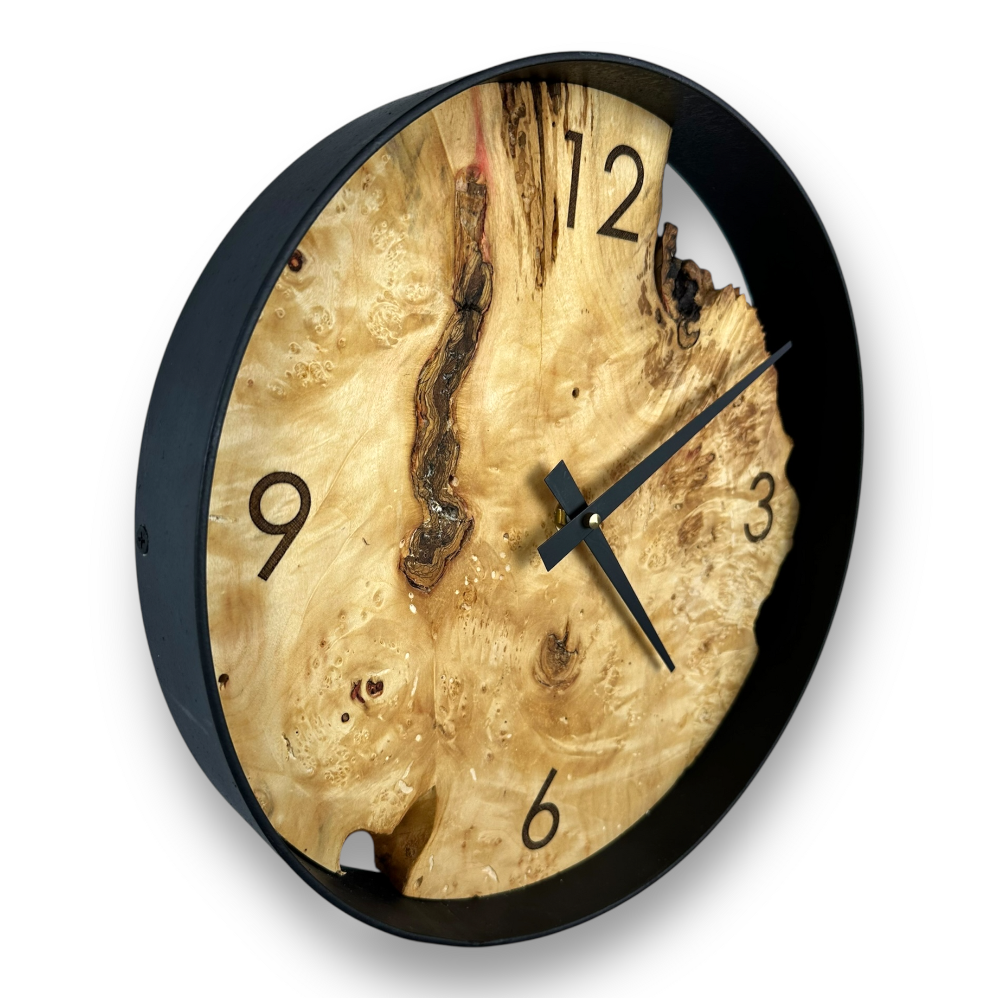 Box Elder Handmade Wall Clock – 18" Diameter  No. 1202