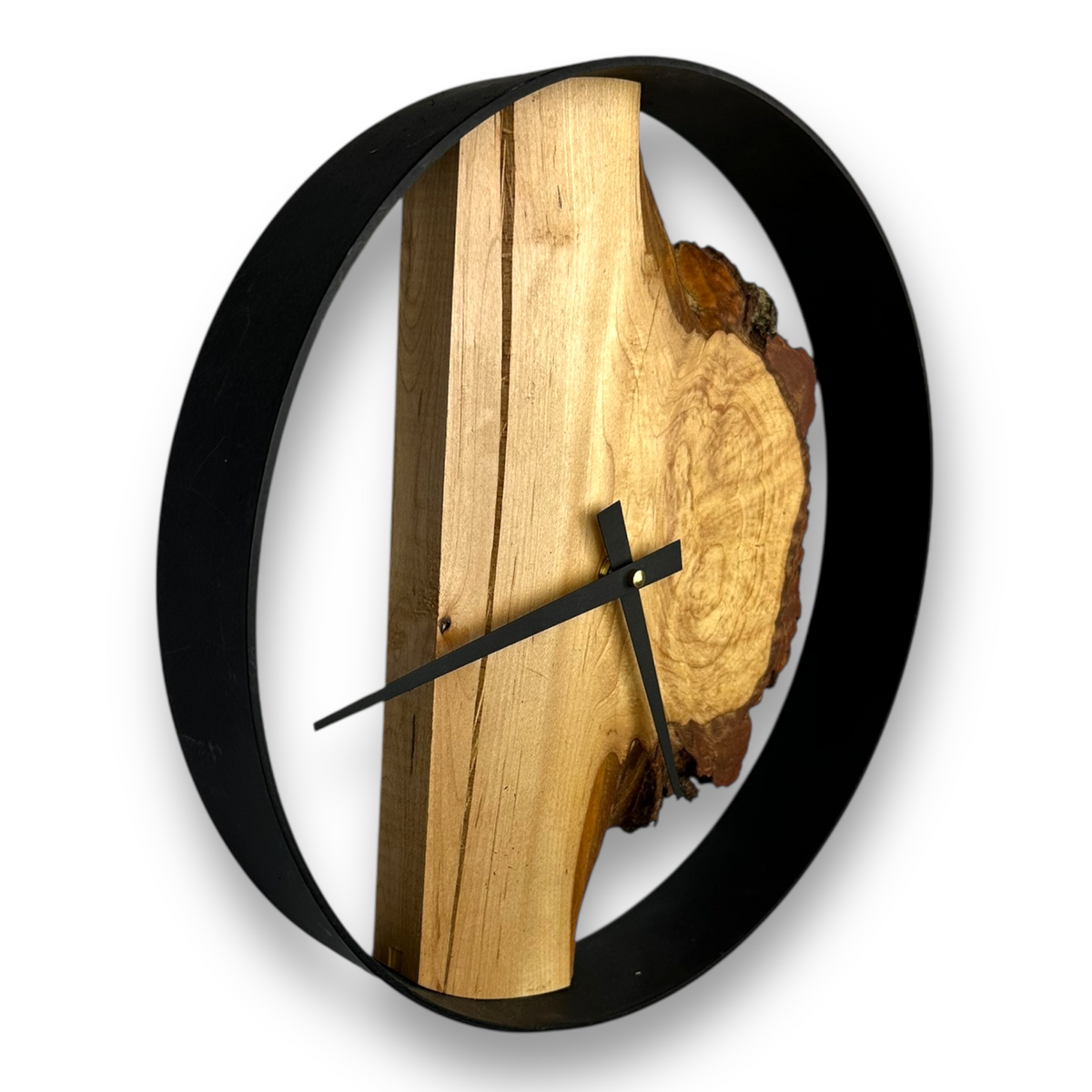 Hard Maple Burl Handmade Wall Clock - 12" Diameter, No.1204