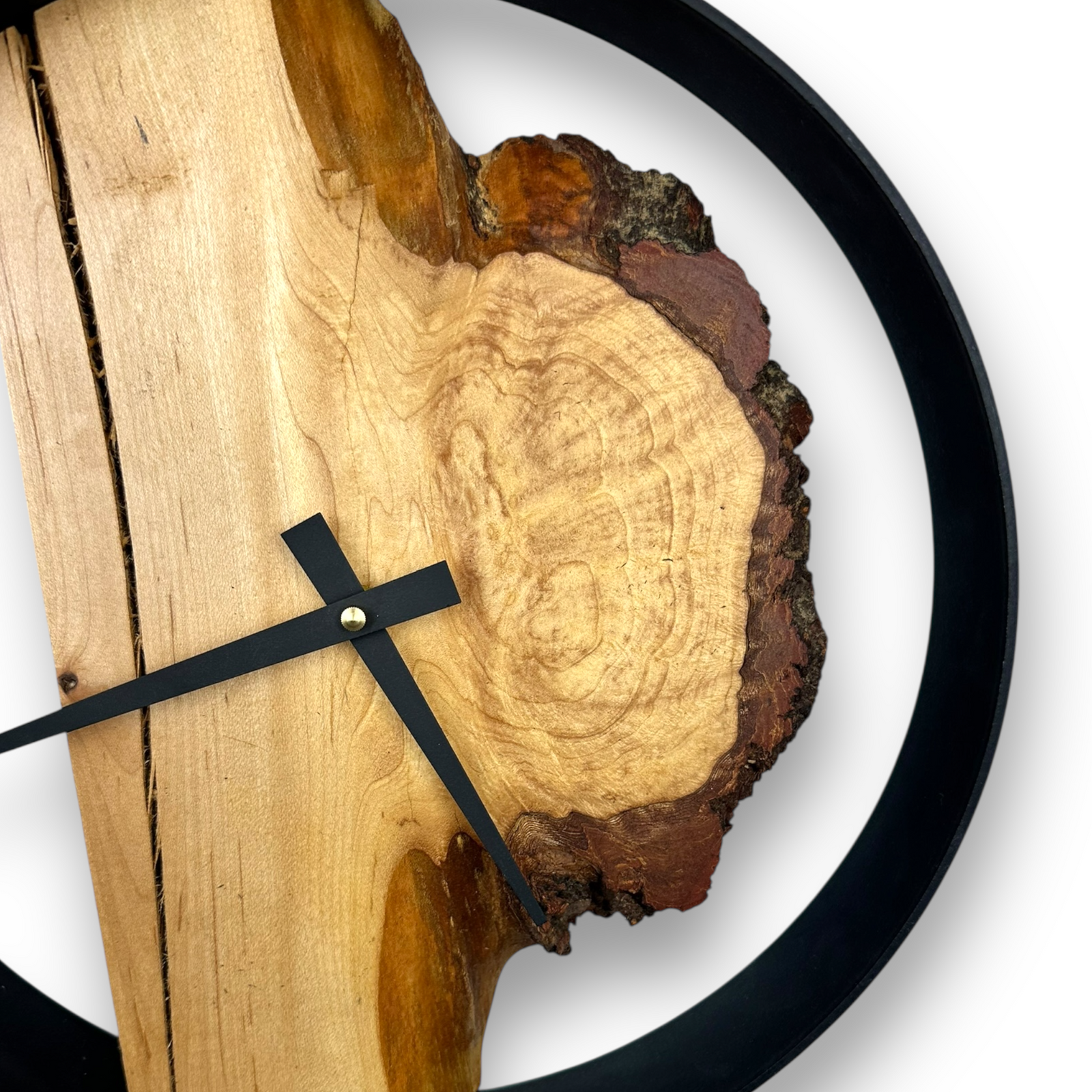Hard Maple Burl Handmade Wall Clock - 12" Diameter, No.1204