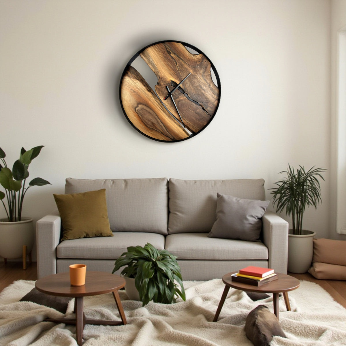 Black Walnut Handmade Wall Clock – 32" Diameter No.3211