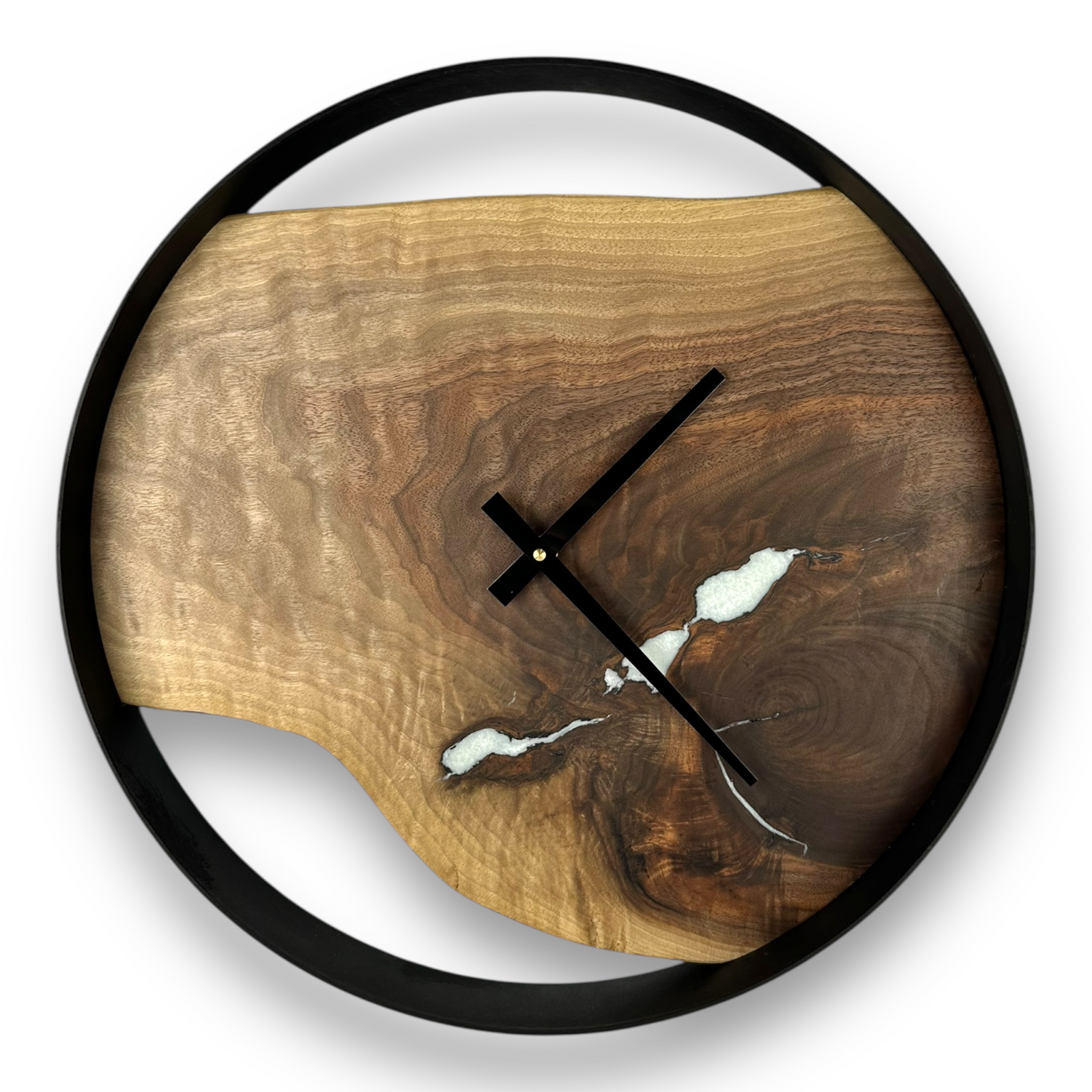 Black Walnut w/ Epoxy inlay Wall Clock – 18" Diameter No. 1808