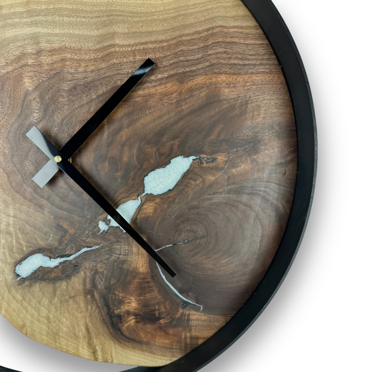 Black Walnut w/ Epoxy inlay Wall Clock – 18" Diameter No. 1808