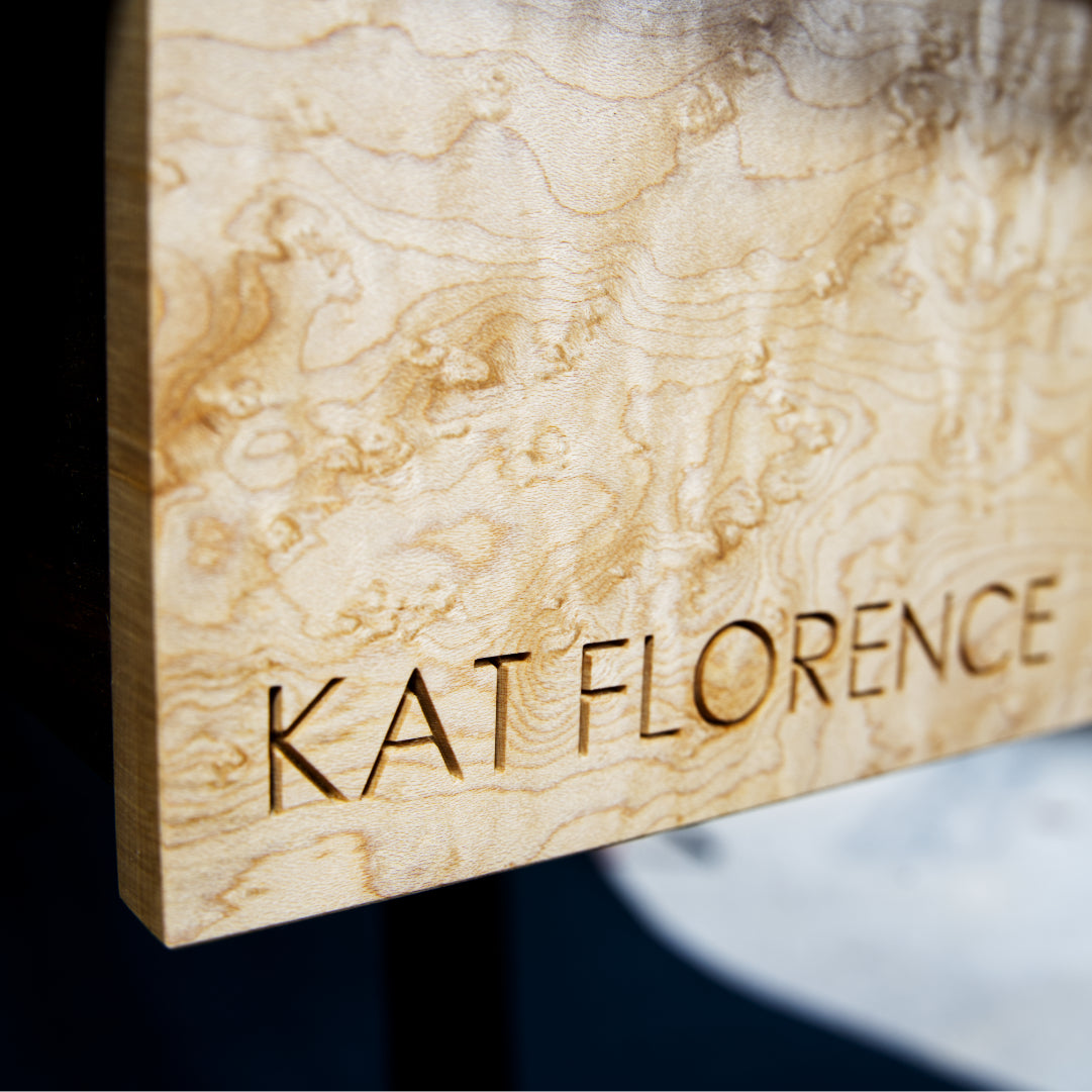 Custom drawer face made from birds eye maple woode