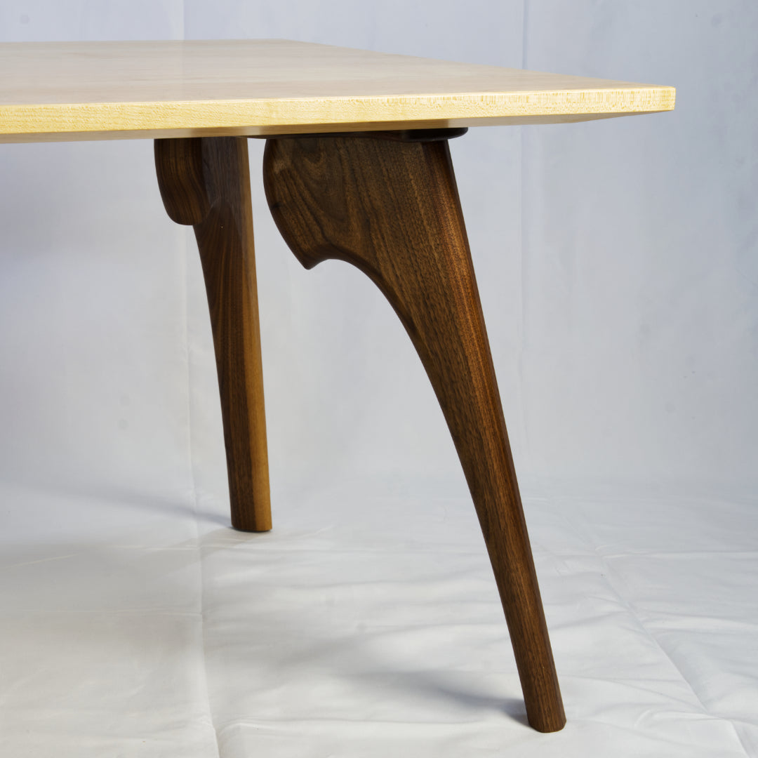 Handmade Custom maple coffee table with black walnut legs. Designed by Lightwood Designs.  Elora. Ontario, Lightwood Designs, custom woodworking, home décor, office décor, gift, wedding gift, anniversary gift, custom engraving, Elora, Ontario, Handmade, L