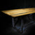Ambrosia silver maple dining table with epoxy resin custom made handmade flat black metal base