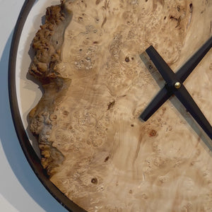 12" Wooden Wall Clock handmade using Manitoba Maple Burl - CL242
