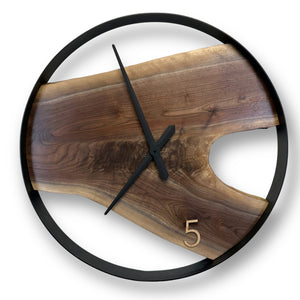 24" Wooden Wall Clock handmade using Black Walnut "The 5"- CL217