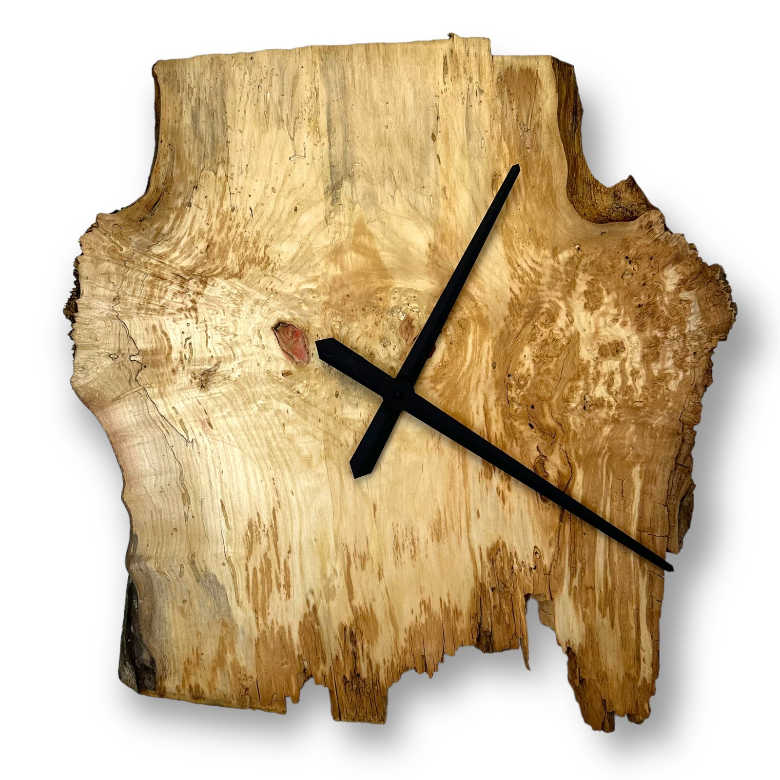 Box Elder Handmade Wall Clock - 21"x22" Freeform shape  No.CL227