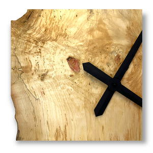 20" X 21" Wooden Wall Clock handmade from Manitoba Maple Burl - CL227