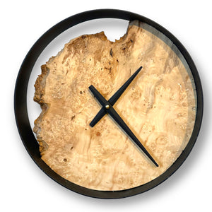 12" Wooden Wall Clock handmade using Manitoba Maple Burl - CL242