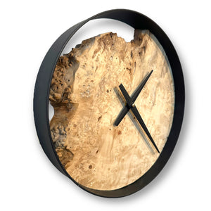 12" Wooden Wall Clock handmade using Manitoba Maple Burl - CL242