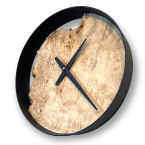 12" Wooden Wall Clock handmade using Manitoba Maple Burl - CL242