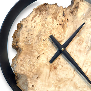12" Wooden Wall Clock handmade using Manitoba Maple Burl - CL242